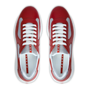 Prada Americas Cup Soft Rubber And Bike Fabric Red Silver Sneaker